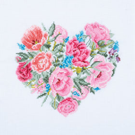 Trimits Counted Cross Stitch Kit Large: Floral Heart, 36x36cm, Includes Aida Fabric, Pre-Sorted Threads, Needle, Personalizing Alphabet...