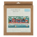 Trimits Counted Cross Stitch Kit Ð Large: Beach Huts, 36x36cm, Includes Aida Fabric, Pre-Sorted Threads, Needle, Personalizing Alphabet, Instructions in English, French, German