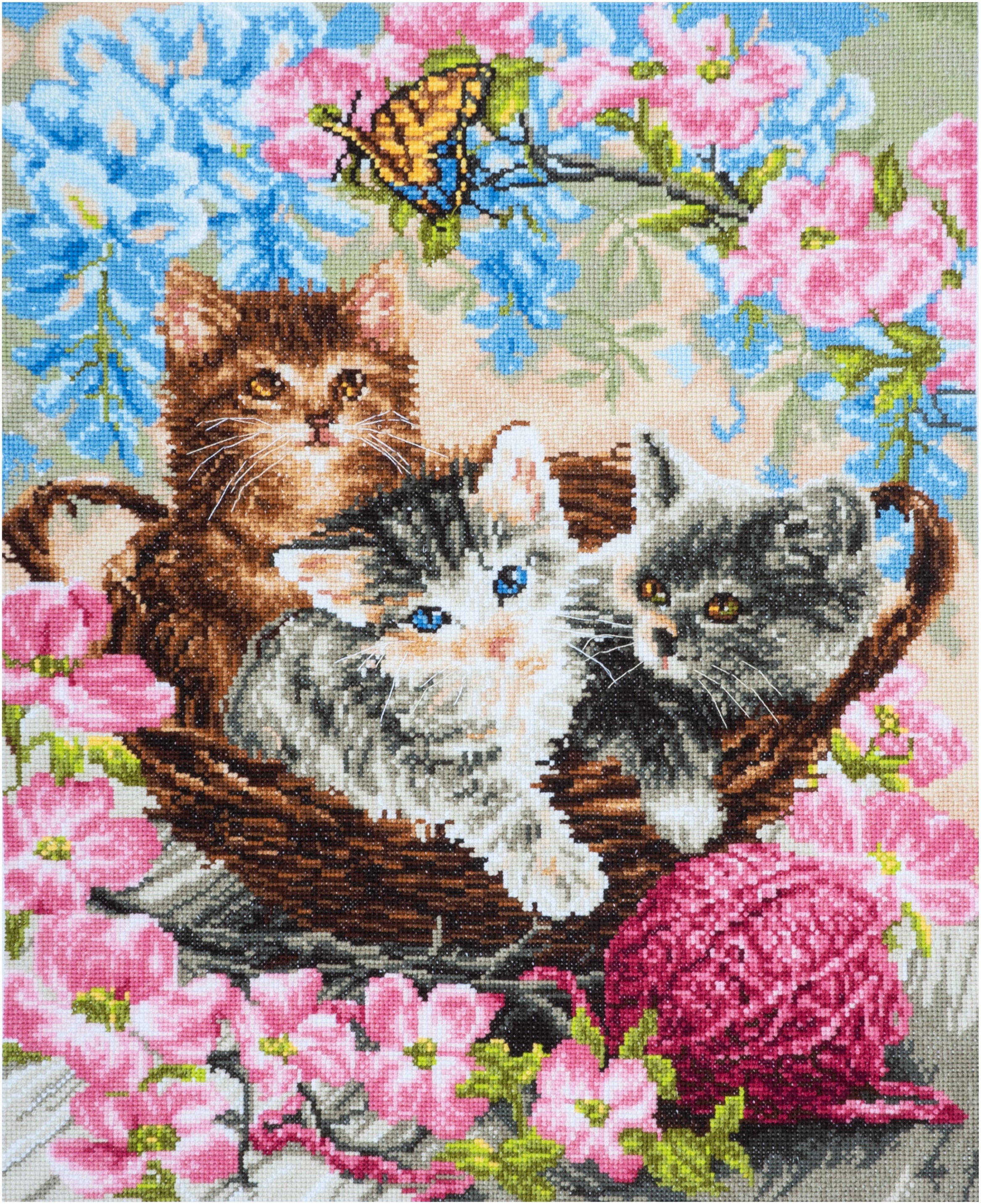 Trimits Counted Cross Stitch Kit Ð Large: Cats, 36x36cm, Includes Aida Fabric, Pre-Sorted Threads, Needle, Personalizing Alphabet, Instructions in English, French, German