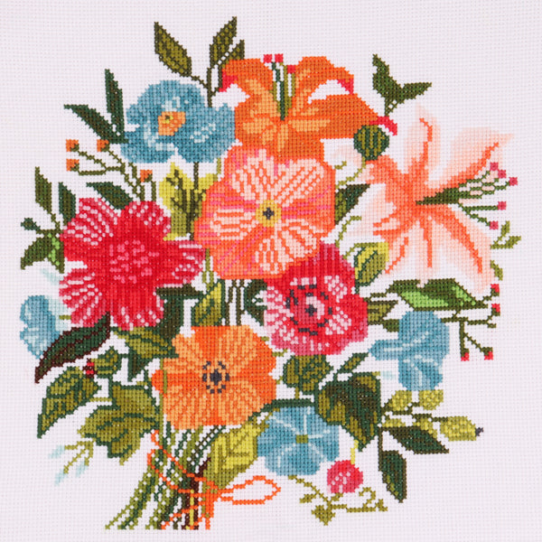 Trimits Counted Cross Stitch Kit Ð Large: Floral Boutique, 36x36cm, Includes Aida Fabric, Pre-Sorted Threads, Needle, Personalizing Alphabet, Instructions in English, French, German