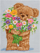 Trimits Counted Cross Stitch Kit Ð Large: Teddy, 36x36cm, Includes Aida Fabric, Pre-Sorted Threads, Needle, Personalizing Alphabet, Instructions in English, French, German-1