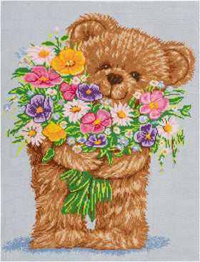 Trimits Counted Cross Stitch Kit Large: Teddy, 36x36cm, Includes Aida Fabric, Pre-Sorted Threads, Needle, Personalizing Alphabet, Instr...
