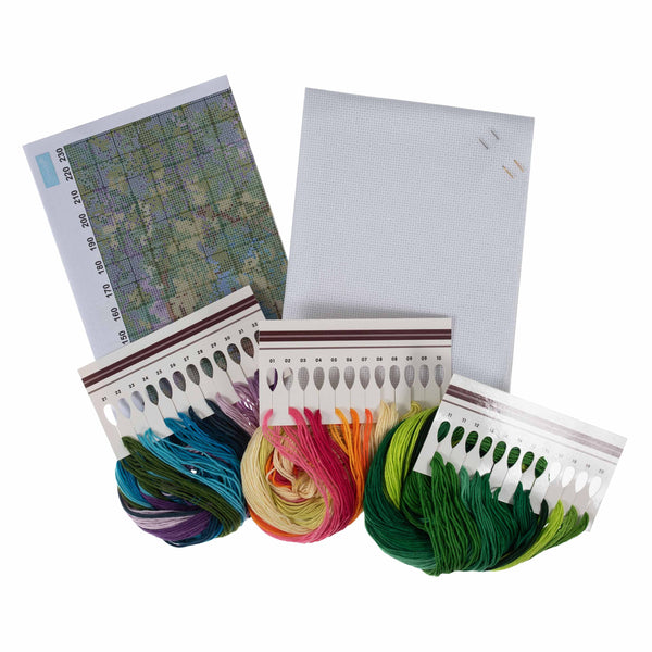 Trimits Counted Cross Stitch Kit Ð Extra Large: Country Garden, 50x50cm, Includes Aida Fabric, Pre-Sorted Threads, Needle, Instructions in English, French, German