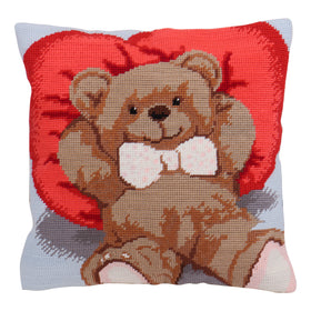 Trimits Half Stitch Tapestry Kit Cushion: Ted, 40x40cm, Includes Pre-Printed Canvas, Acrylic Yarns, Needle, Cushion Back, Instructions...
