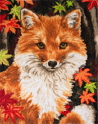 Trimits Counted Cross Stitch Kit Ð Large: Fox, 36x36cm, Includes Aida Fabric, Pre-Sorted Threads, Needle, Personalizing Alphabet, Instructions in English, French, German