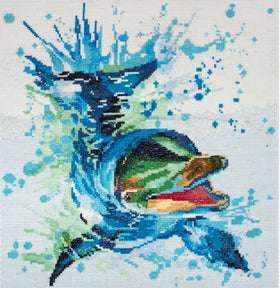 Trimits Counted Cross Stitch Kit Large: Dolphin, 36x36cm, Includes Aida Fabric, Pre-Sorted Threads, Needle, Personalizing Alphabet, Ins...