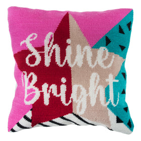 Trimits Half Stitch Tapestry Kit Cushion: Shine Bright, 40x40cm, Includes Pre-Printed Canvas, Acrylic Yarns, Needle, Cushion Back, Inst...