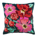 Trimits Half Stitch Tapestry Kit Ð Cushion: Painted Floral, 40x40cm, Includes Pre-Printed Canvas, Acrylic Yarns, Needle, Cushion Back, Instructions in English, French, German