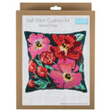 Trimits Half Stitch Tapestry Kit Ð Cushion: Painted Floral, 40x40cm, Includes Pre-Printed Canvas, Acrylic Yarns, Needle, Cushion Back, Instructions in English, French, German