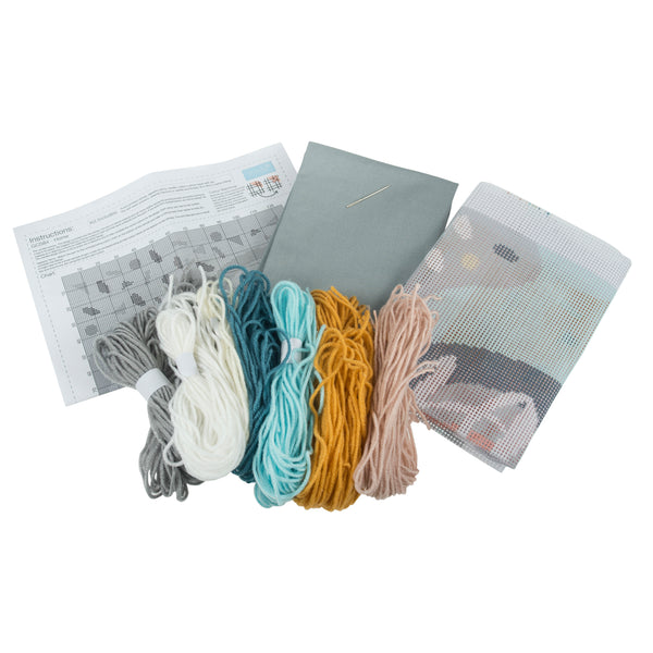 Trimits Half Stitch Tapestry Kit Ð Cushion: Home, 40x40cm, Includes Pre-Printed Canvas, Acrylic Yarns, Needle, Cushion Back, Instructions in English, French, German