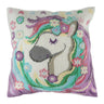 Kit de tapisserie Trimits à demi-point – Coussin : Licorne, 40 x 40 cm, comprend une toile pré-imprimée, des fils acryliques, une aiguille, le dos du coussin et des instructions en anglais, français et allemand.