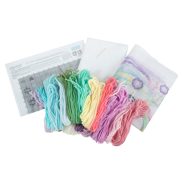 Trimits Half Stitch Tapestry Kit Ð Cushion: Unicorn, 40x40cm, Includes Pre-Printed Canvas, Acrylic Yarns, Needle, Cushion Back, Instructions in English, French, German