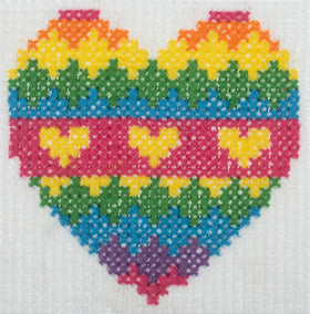 Trimits Counted Cross Stitch Kit Heart, 6-Count Binca Fabric, Includes Pre-Sorted Threads, Needle, Instructions in English, French, German
