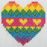 Kit de broderie au point de croix Trimits - Cœur, toile Binca 6 fils/cm, fils pré-triés, aiguille et instructions en anglais, français et allemand inclus.