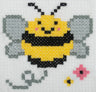 Kit de broderie au point de croix Trimits - Abeille, toile Binca 6 fils/cm, fils pré-triés, aiguille et instructions en anglais, français et allemand inclus.