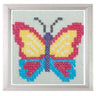 Kit de broderie au point de croix Trimits – Papillon, toile Binca 6 fils/cm, fils pré-triés, aiguille et instructions en anglais, français et allemand inclus.