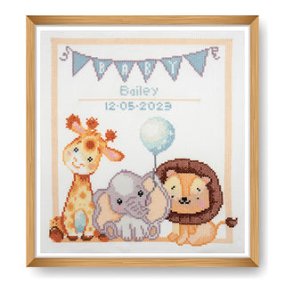 Trimits Counted Cross Stitch Kit Ð Large: Baby, 36x36cm, Includes Aida Fabric, Pre-Sorted Threads, Needle, Personalizing Alphabet, Instructions in English, French, German