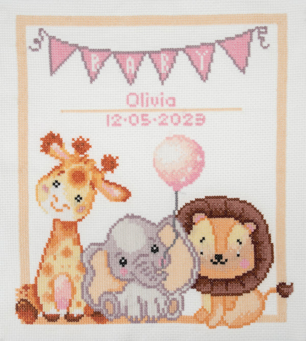 Trimits Counted Cross Stitch Kit Ð Large: Baby, 36x36cm, Includes Aida Fabric, Pre-Sorted Threads, Needle, Personalizing Alphabet, Instructions in English, French, German