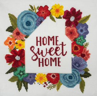 Trimits Counted Cross Stitch Kit Ð Large: Home Sweet Home, 36x36cm, Includes Aida Fabric, Pre-Sorted Threads, Needle, Personalizing Alphabet, Instructions in English, French, German