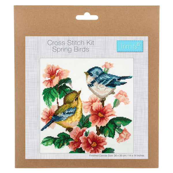 Trimits Counted Cross Stitch Kit Ð Large: Bird, 36x36cm, Includes Aida Fabric, Pre-Sorted Threads, Needle, Personalizing Alphabet, Instructions in English, French, German