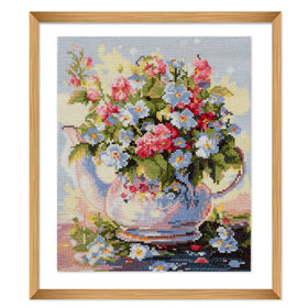 Trimits Printed Cross Stitch Kit Large: Bloom, 11-Count Aida Fabric, Includes Pre-Sorted Threads, Needle, Instructions in EN, FR, DE, E...