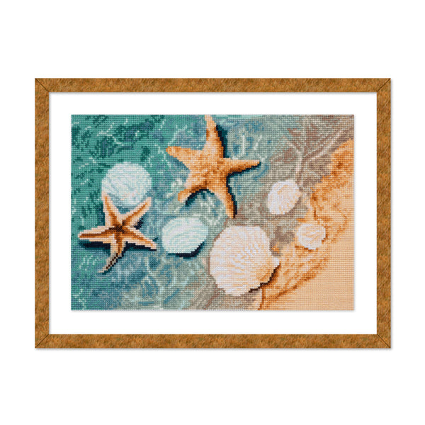 Trimits Printed Cross Stitch Kit Ð Large: Crystal Shore, 11-Count Aida Fabric, Includes Pre-Sorted Threads, Needle, Instructions in EN, FR, DE, ES, IT, NL