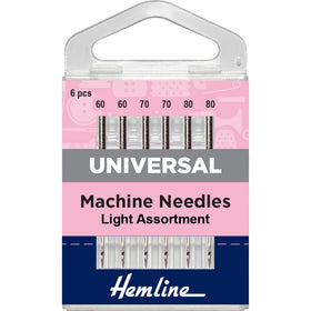 Hemline Sewing Machine Needles: Universal: Mixed Fine: 6 Pieces