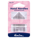 Hemline Hand Sewing Needles: Embroidery/Crewel: 16 Pieces