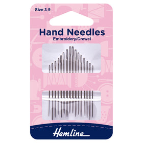 Hemline Hand Sewing Needles: Embroidery/Crewel: 16 Pieces - Hand-Sewing Needles