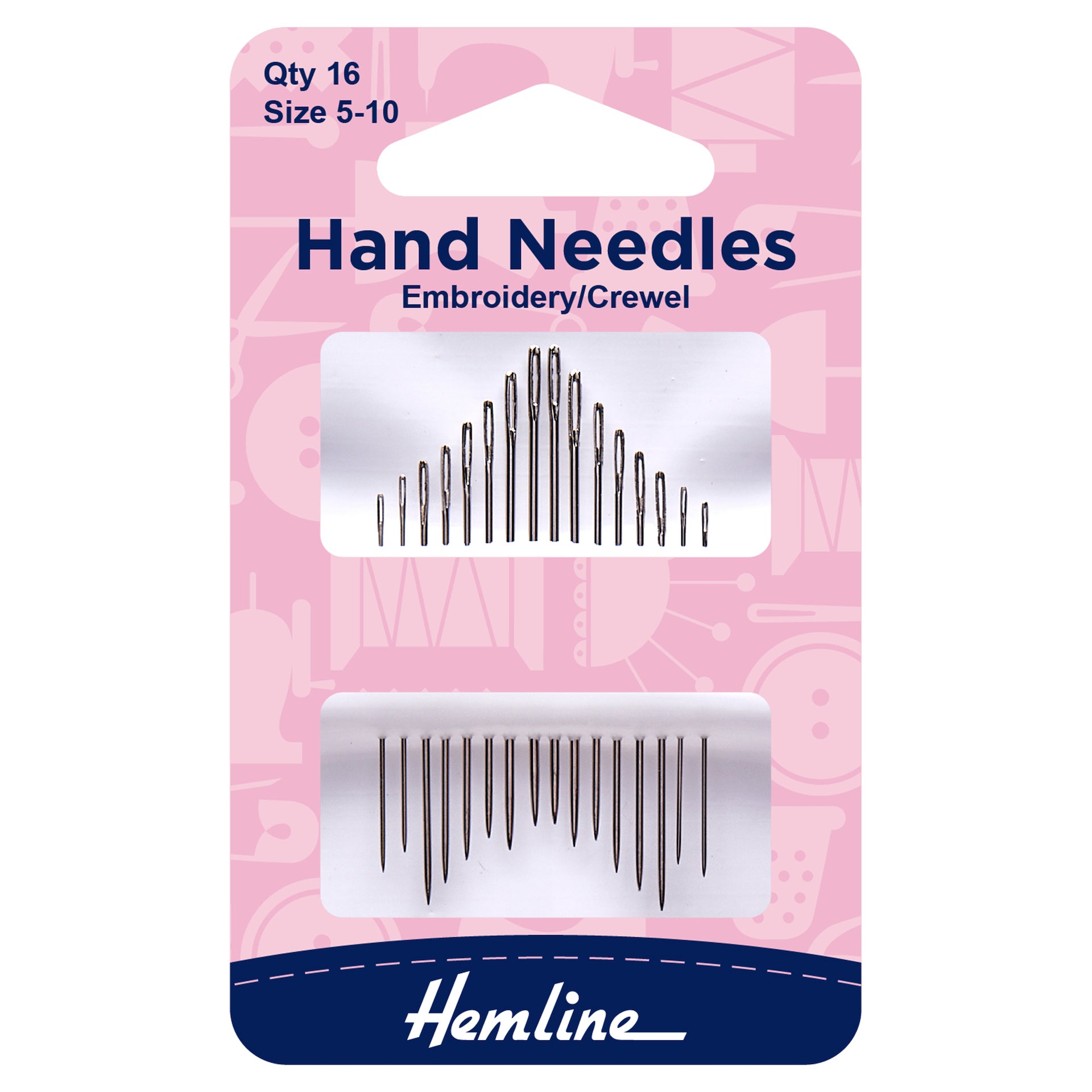 Hemline Hand Sewing Needles: Embroidery/Crewel: 16 Pieces - 0