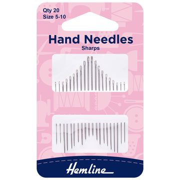 Hemline Hand Sewing Needles: Sharps: Size 5-10: 20 Pieces