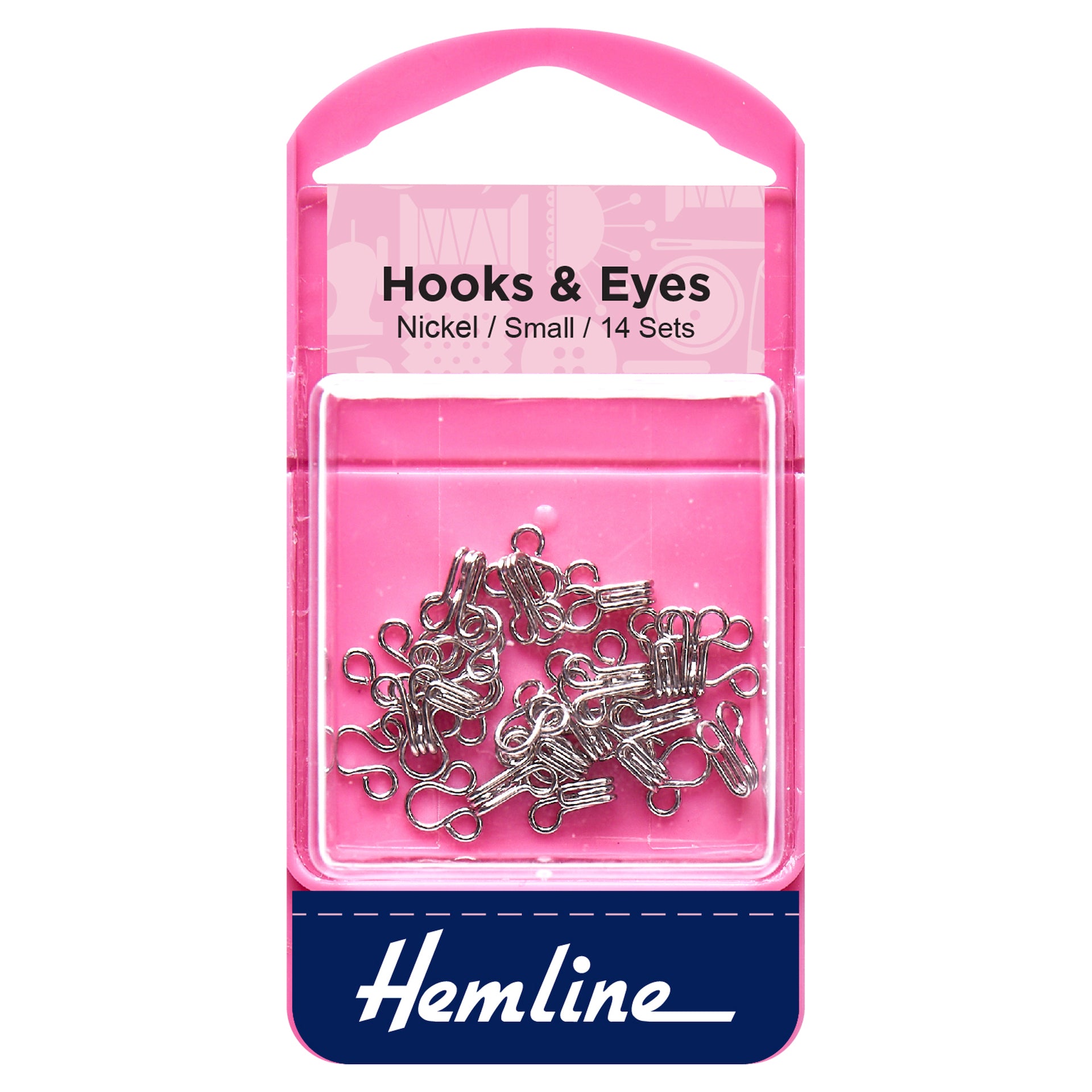 Hemline Hooks and Eyes: Nickel: 14 Sets - 0