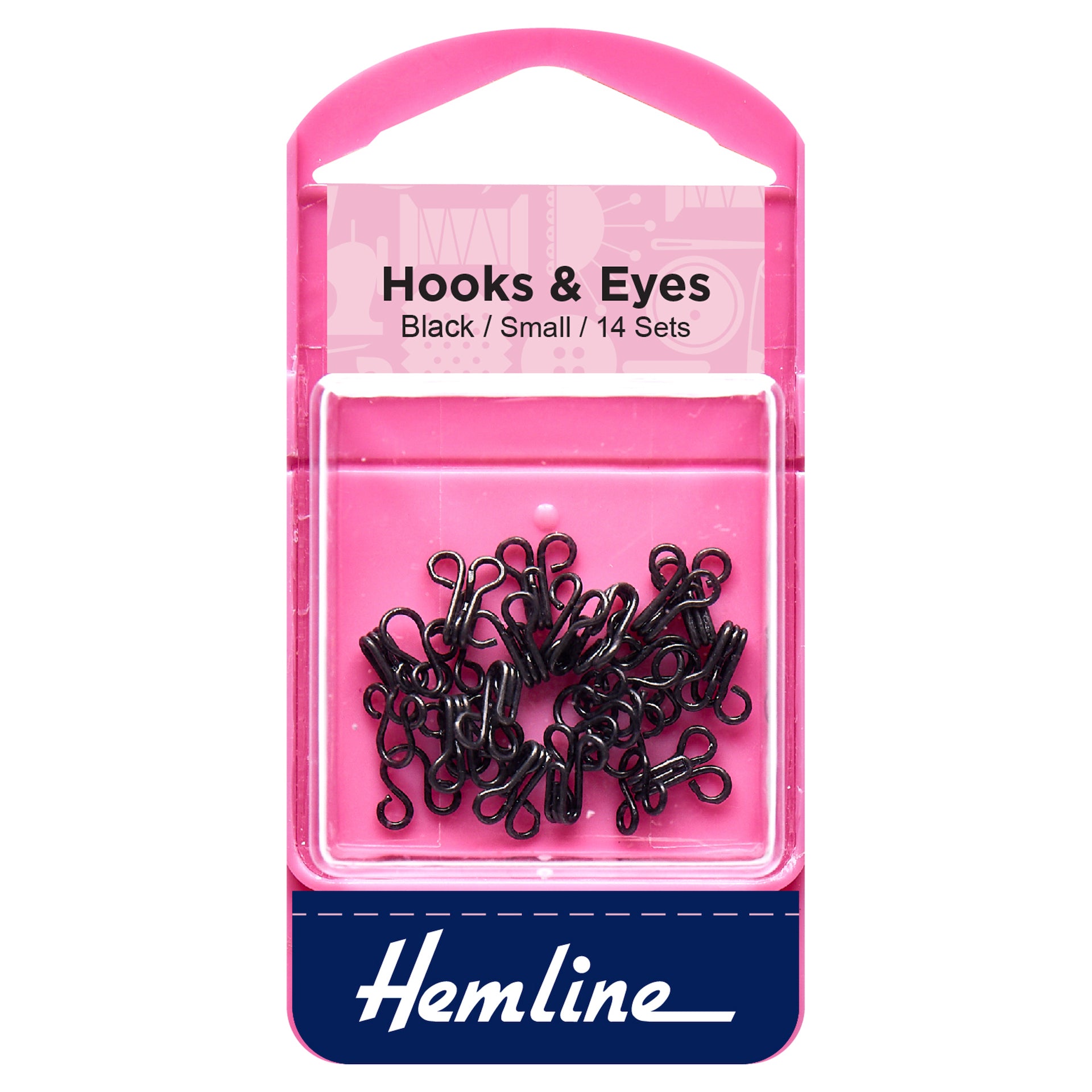 Hemline Hook and Eyes: Black: 14 Sets - 0