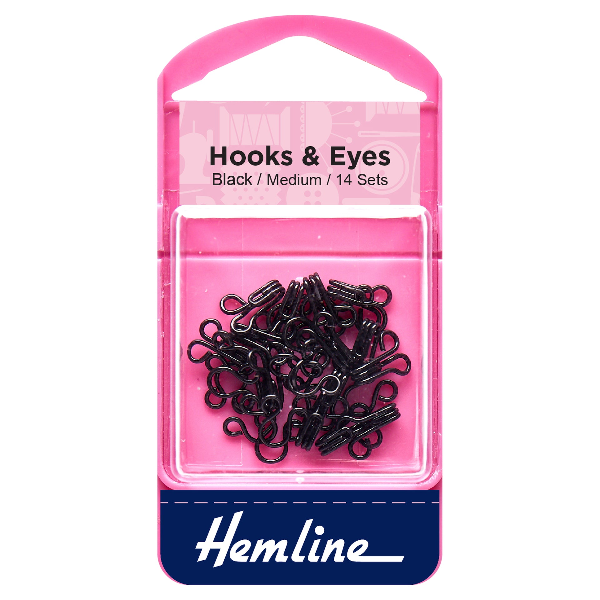 Hemline Hook and Eyes: Black: 14 Sets