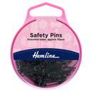 Hemline Safety Pins: Assorted: Black: 50 Pieces-1