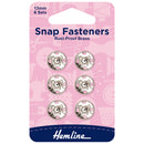 Hemline Snap Fasteners: Sew-on: Nickel: 13mm: Pack of 6-1