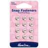 Hemline Snap Fasteners: Sew-on: Nickel: 9mm: Pack of 12
