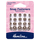 Hemline Snap Fasteners: Sew-on: Nickel: Assorted: Pack of 20-1