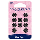 Hemline Snap Fasteners: Sew-on: Black: 11mm: Pack of 10-1