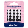 Hemline Snap Fasteners: Sew-on: Black: Assorted: Pack of 20
