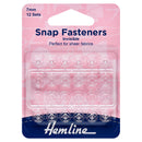 Hemline Snap Fasteners: Sew-on: Clear (Invisible): 7mm: Pack of 12-1