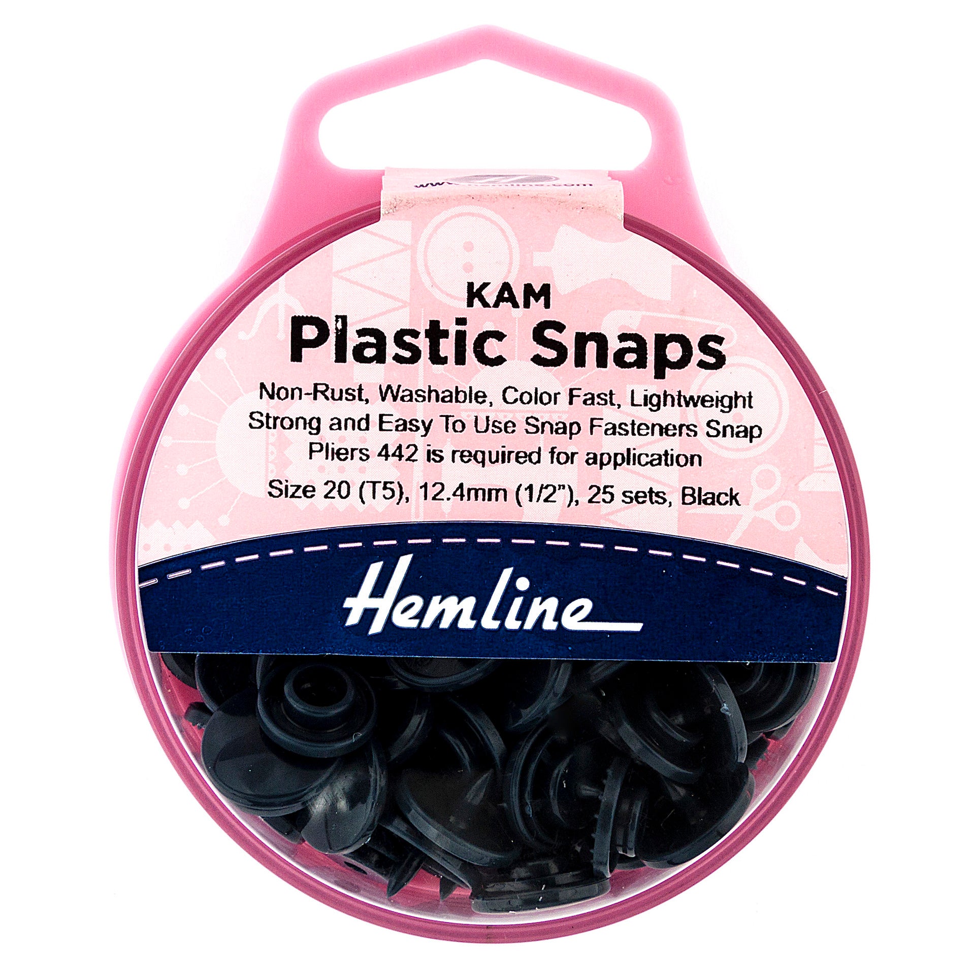 Hemline KAM Plastic Snaps: 25 x 12.4mm Sets