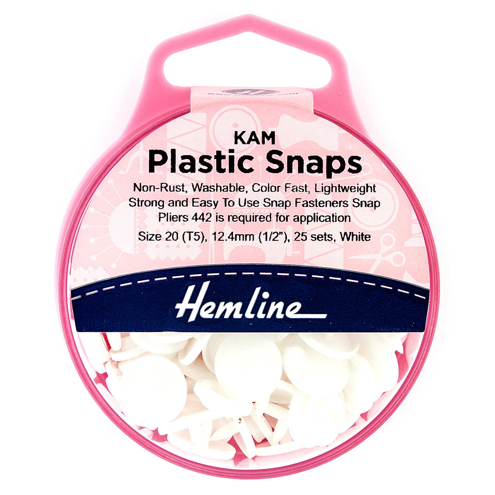 Buy white Hemline KAM Plastic Snaps: 25 x 12.4mm Sets