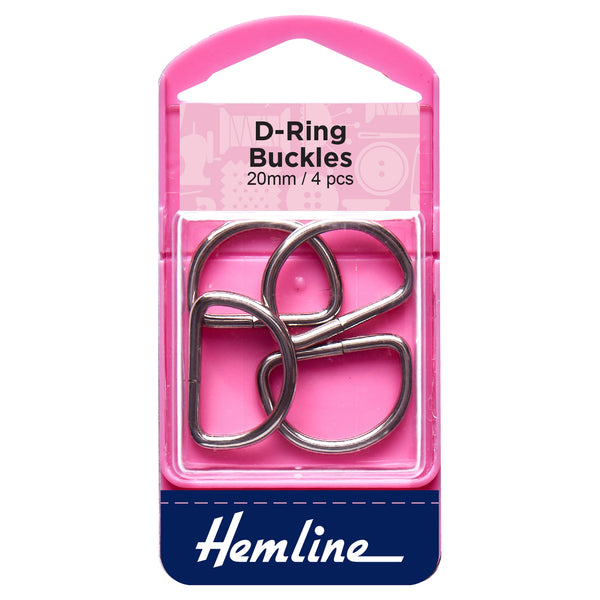 Hemline D Rings: 20mm: Nickel: 4 Pieces