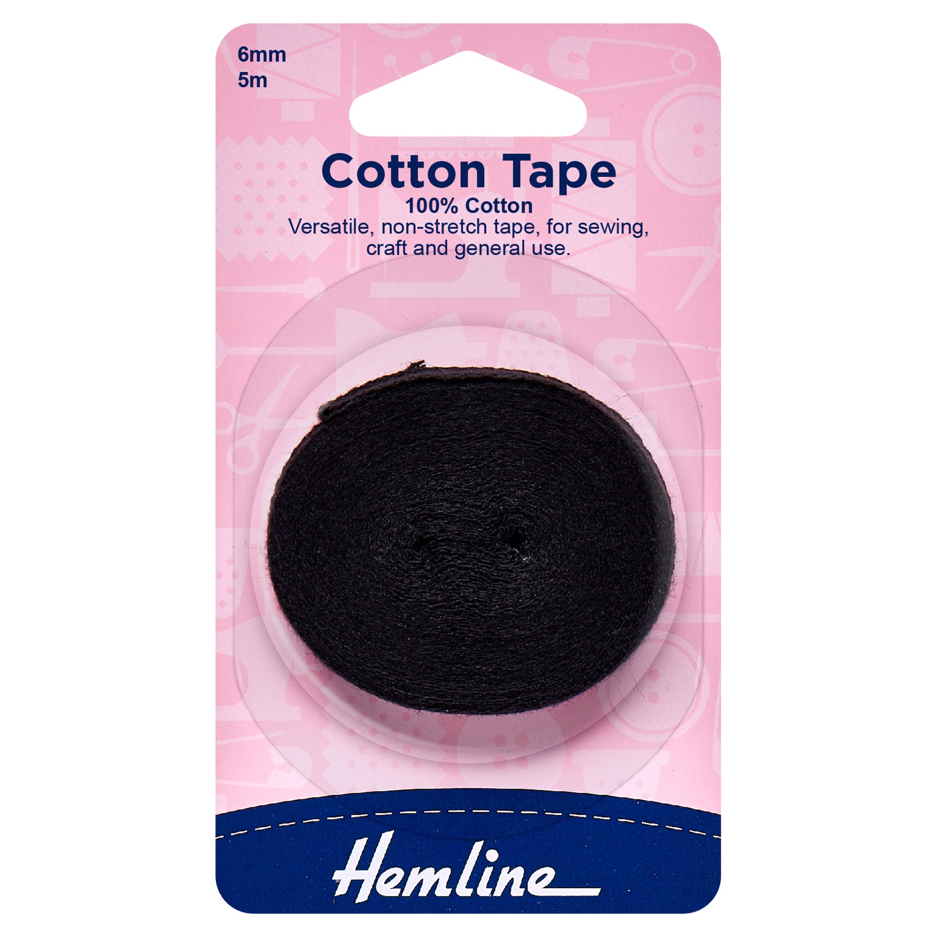 Hemline Cotton Tape: 5m x 6mm - 0