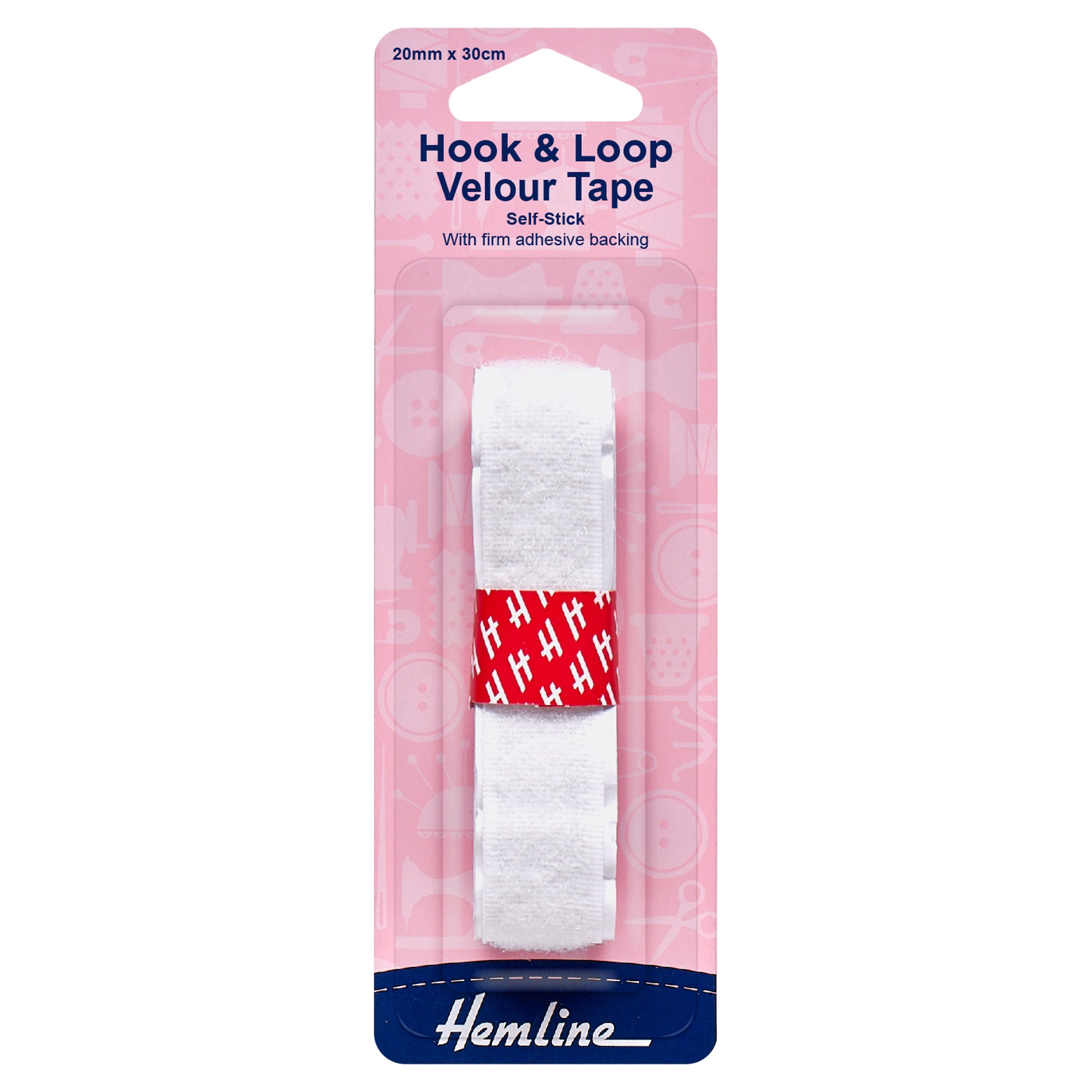 Hemline Hook & Loop Tape: Stick-On: 30cm x 20mm