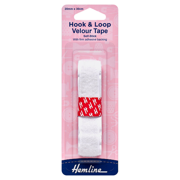 Hemline Hook & Loop Tape: Stick-On: 30cm x 20mm