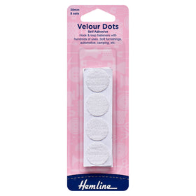 Hemline Hook & Loop Dots: Stick-On: 8 Sets of 20mm - Hook & Loop Tape