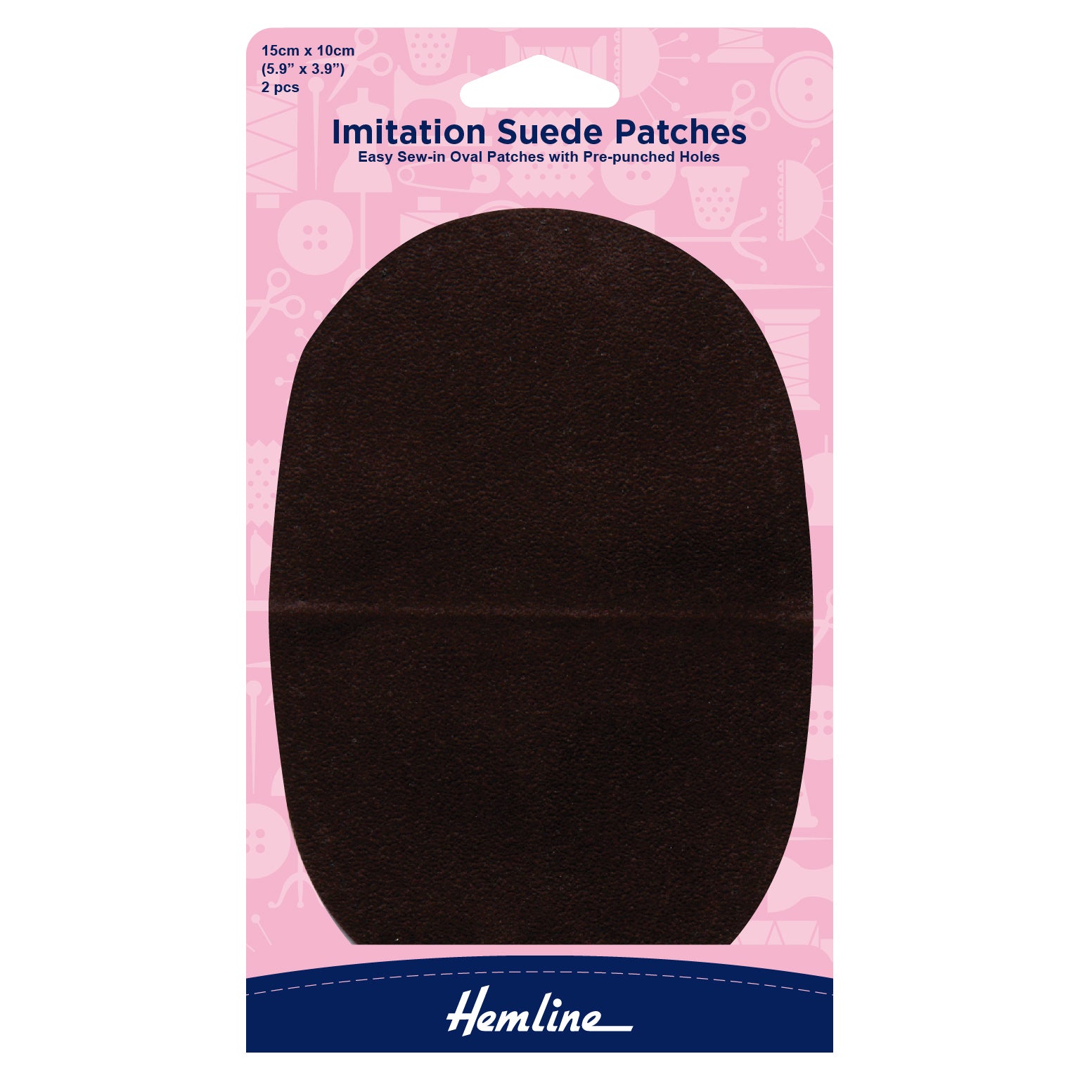 Hemline Sew-in Imitation Suede Patches: Brown - 10 x 15cm