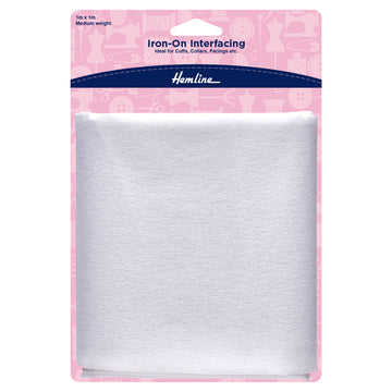 Hemline Interfacing: Iron-on: Medium Weight: 1m x 1m: White